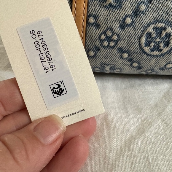 Tory Burch Mini T Monogram Denim Barrel Bag - Picture 4 of 6
